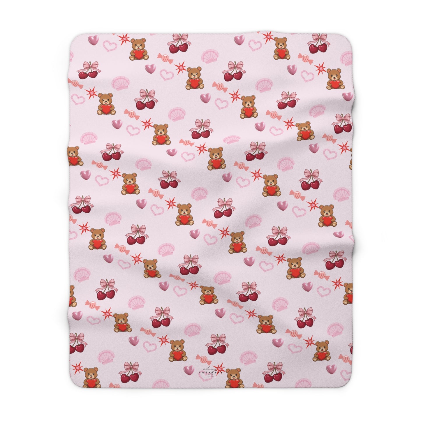 Cherry Hearts Sherpa Fleece Blanket