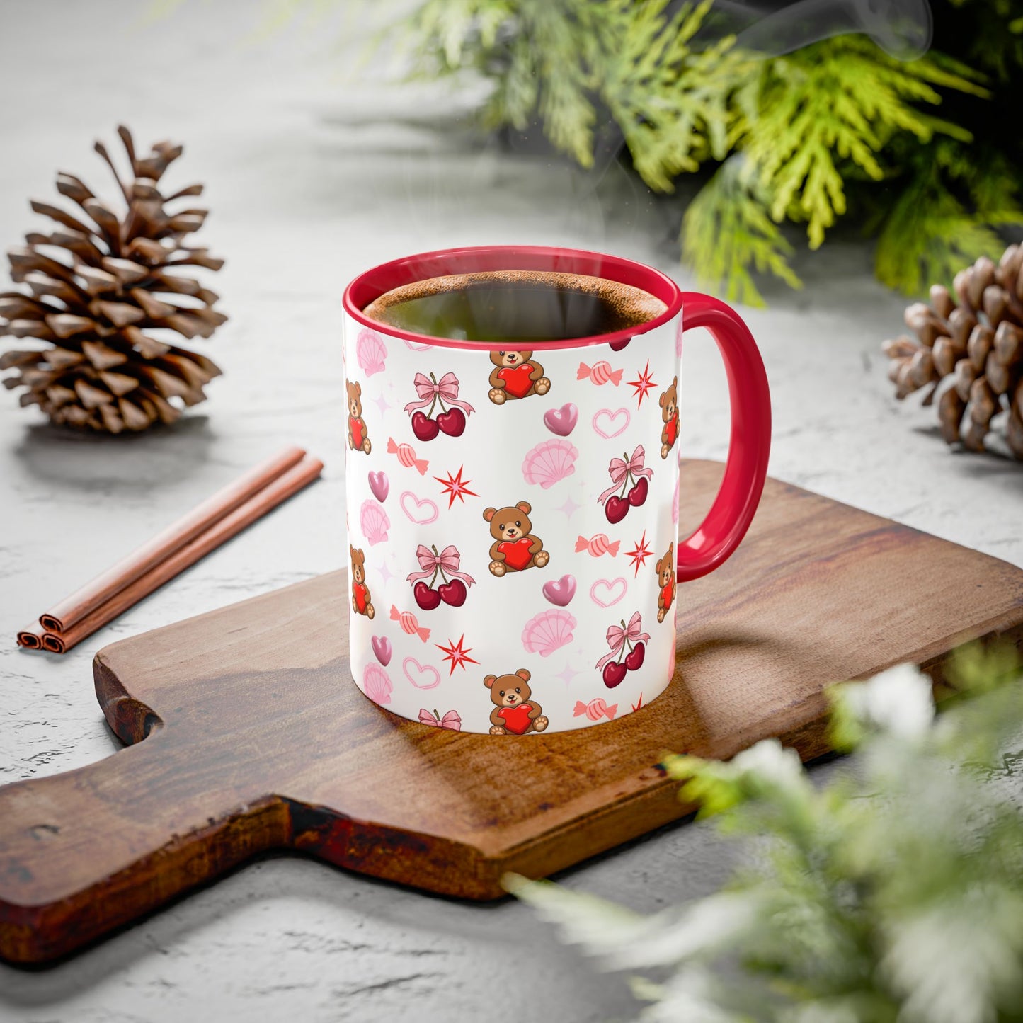 Cherry Hearts Colorful Mugs (11oz, 15oz)