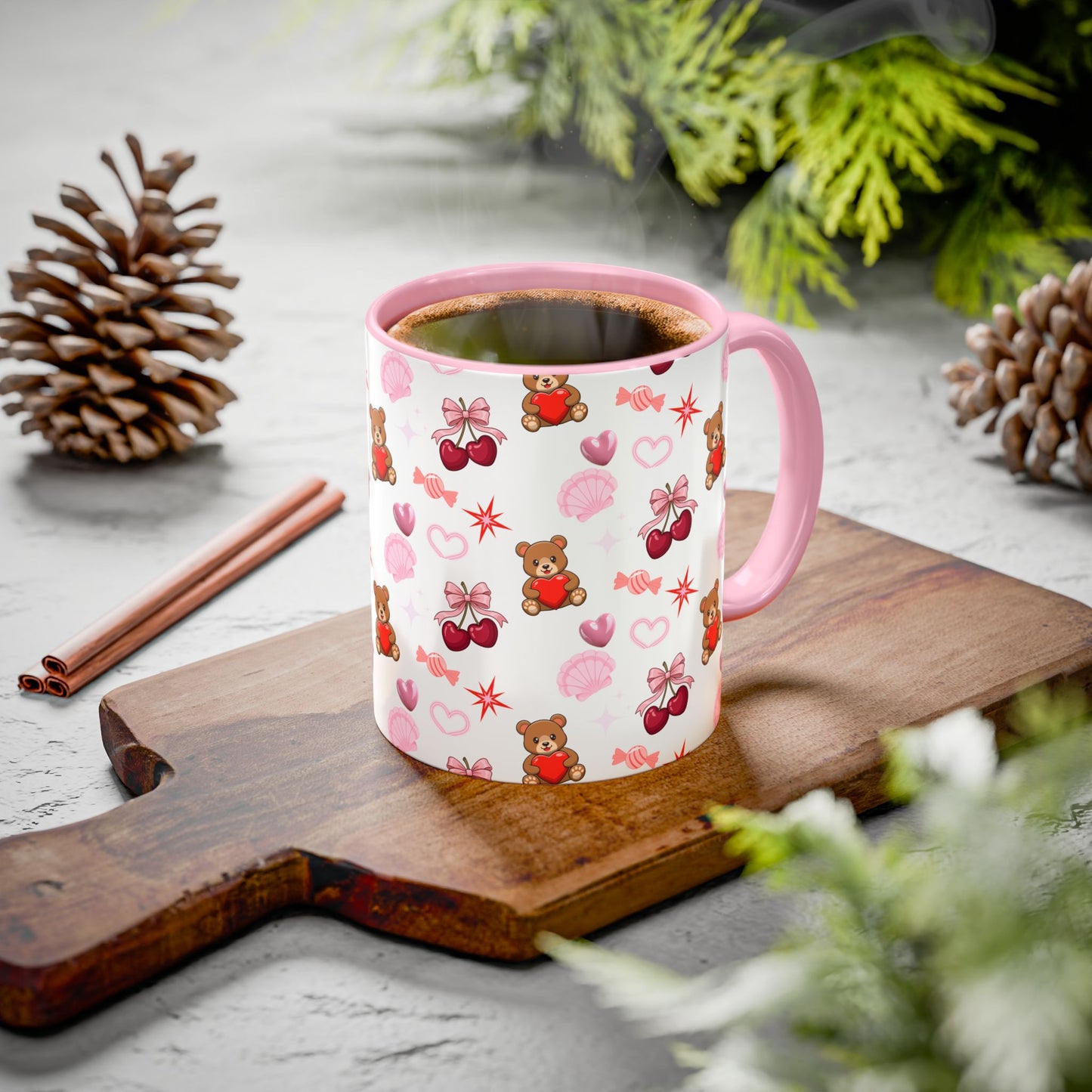 Cherry Hearts Colorful Mugs (11oz, 15oz)