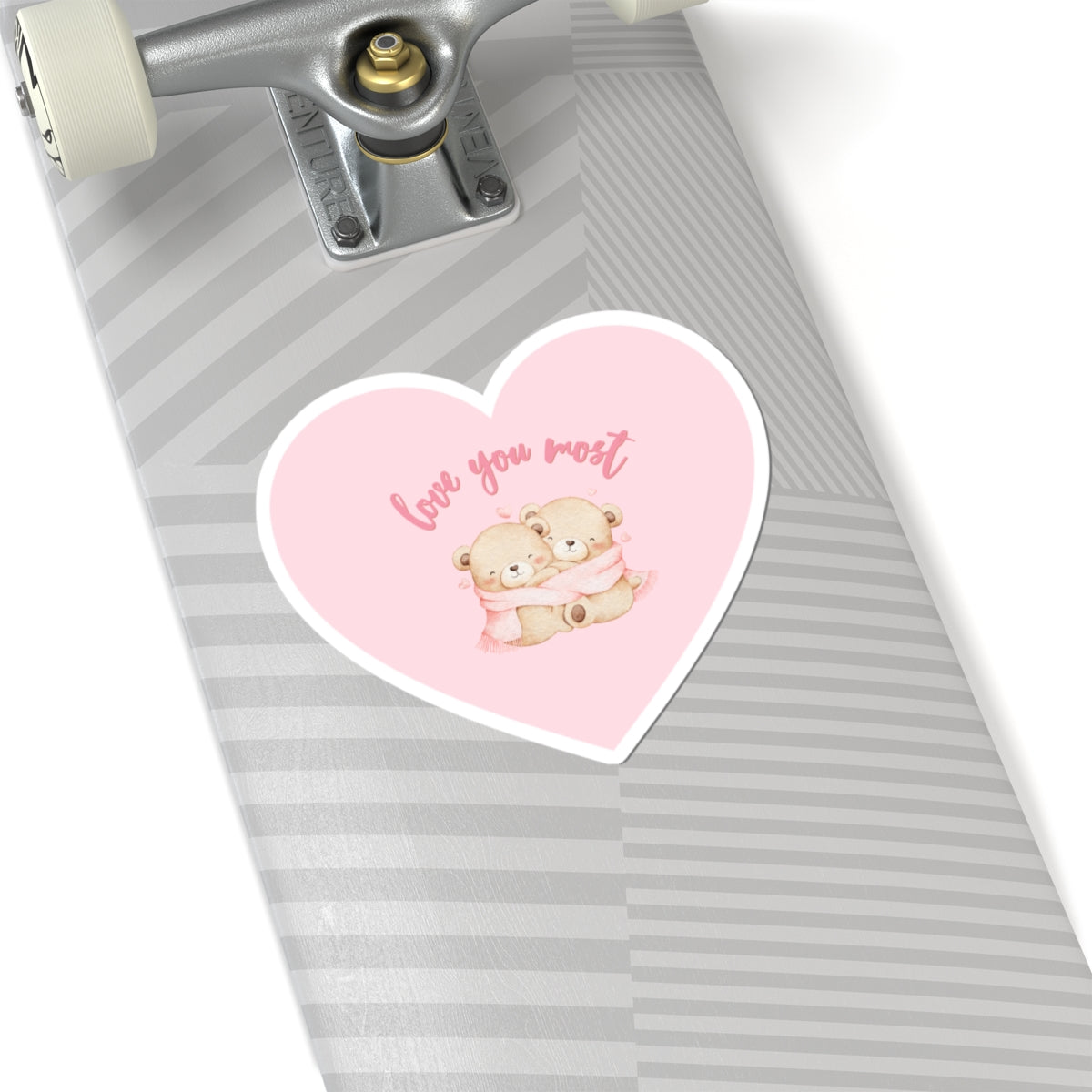 Love You Most Pink Kiss-Cut Stickers