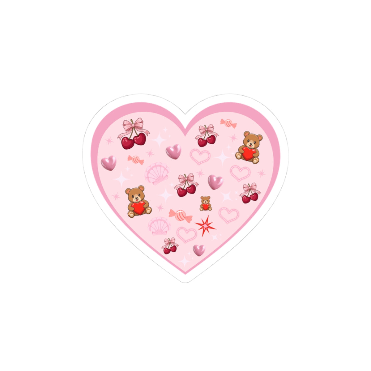 Cherry Hearts Kiss-Cut Stickers
