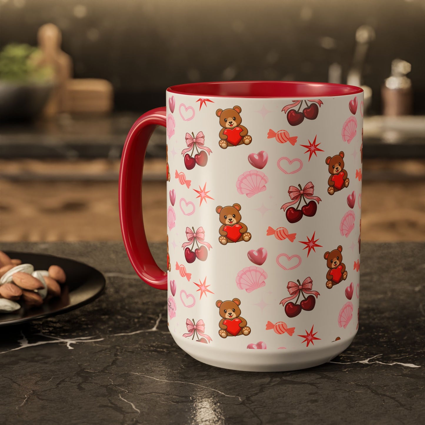 Cherry Hearts Colorful Mugs (11oz, 15oz)