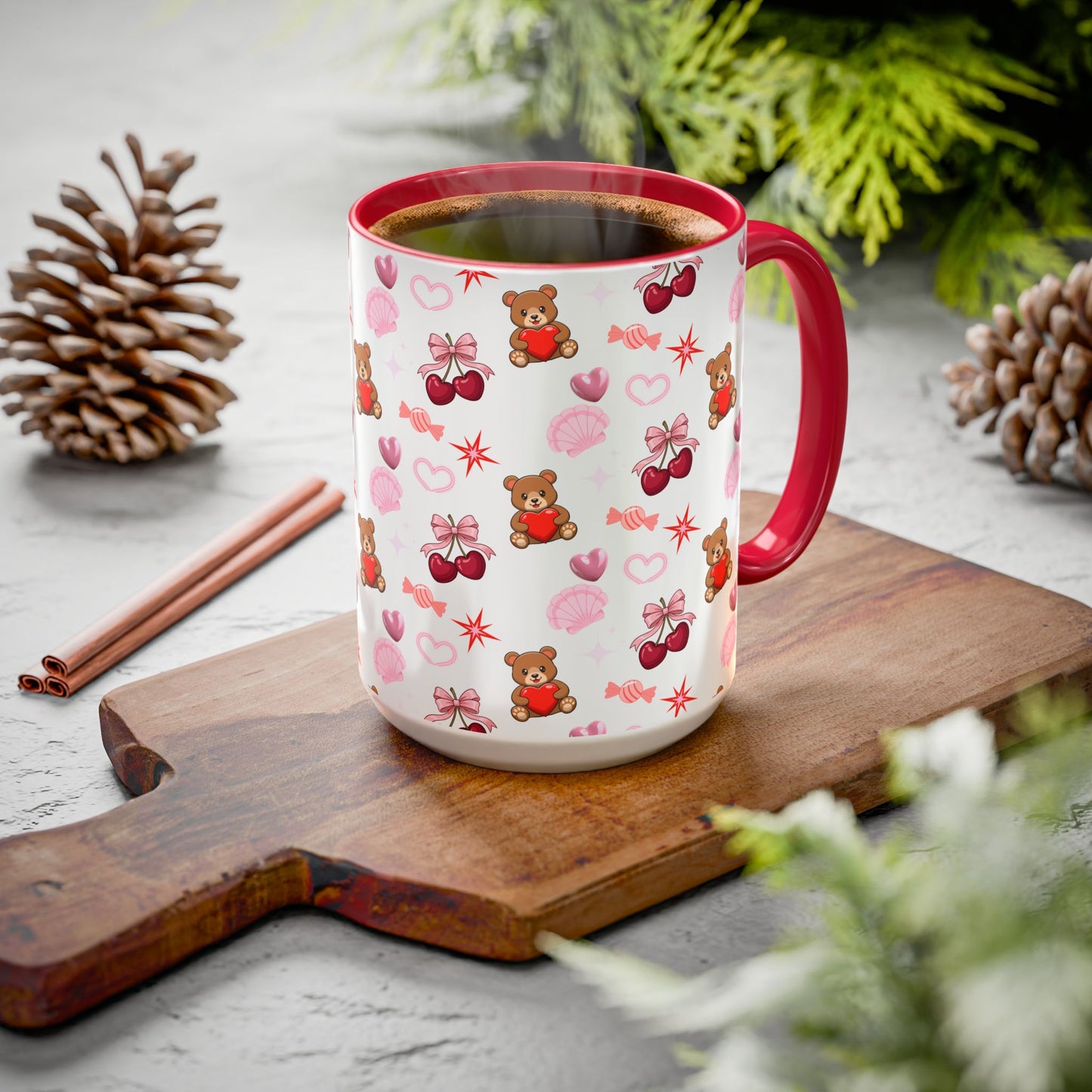 Cherry Hearts Colorful Mugs (11oz, 15oz)